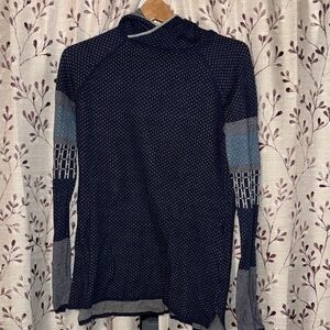 Women's Krimson Klover Navy and Light Blue Patterned Wool Knit Hoodie